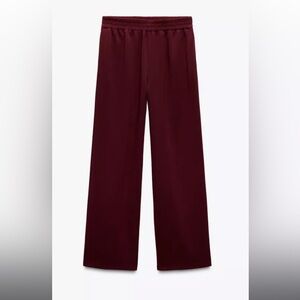 Zara Burgundy Wide-Leg Pants